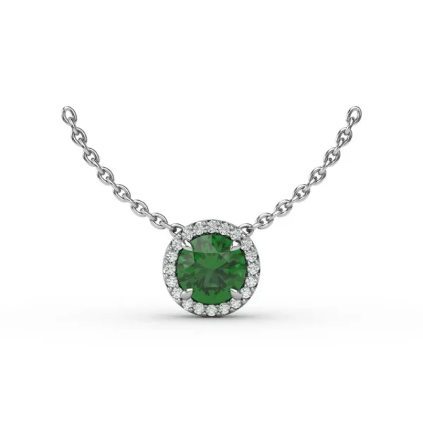 Outlet Fana Classic Emerald and Diamond Pendant Necklace