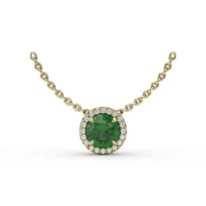 Outlet Fana Classic Emerald and Diamond Pendant Necklace