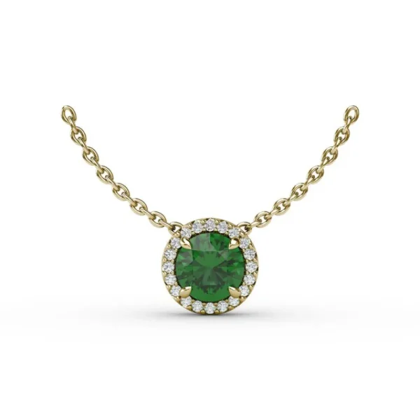 Outlet Fana Classic Emerald and Diamond Pendant Necklace