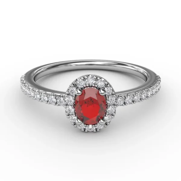 Sale Fana Classic Halo Ruby and Diamond Ring