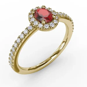 Sale Fana Classic Halo Ruby and Diamond Ring