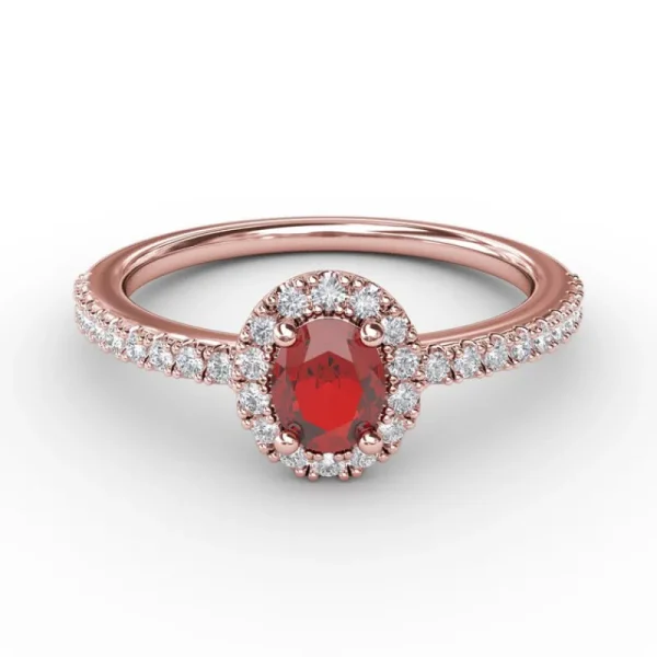 Sale Fana Classic Halo Ruby and Diamond Ring