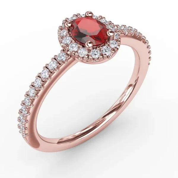 Sale Fana Classic Halo Ruby and Diamond Ring