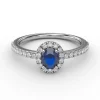 Discount Fana Classic Halo Sapphire and Diamond Ring