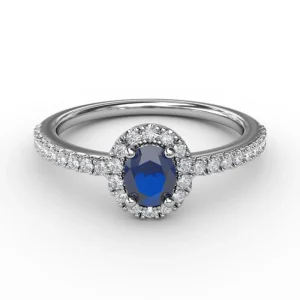 Discount Fana Classic Halo Sapphire and Diamond Ring