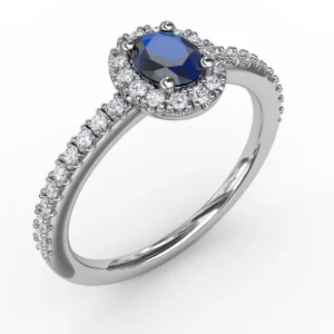 Discount Fana Classic Halo Sapphire and Diamond Ring