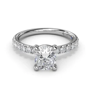 Outlet Fana Classic Pave Cushion Cut Engagement Ring