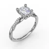 Fashion Fana Classic Round Diamond Solitaire Engagement Ring With Twisted Shank