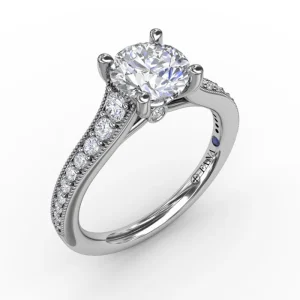 Best Fana Classic Round Diamond Solitaire Engagement Ring With Milgrain Edge