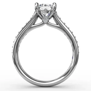 Hot Fana Classic Round Diamond Solitaire Engagement Ring With Diamond Band