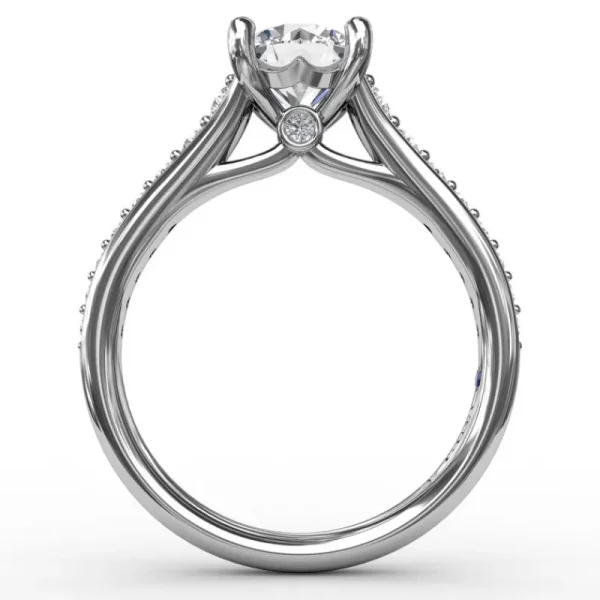 Hot Fana Classic Round Diamond Solitaire Engagement Ring With Diamond Band