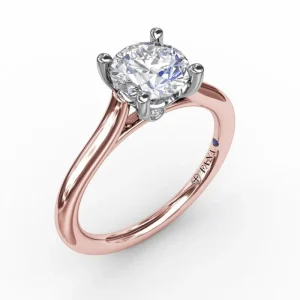 New Fana Classic Round Diamond Solitaire Engagement Ring With Cathedral Setting