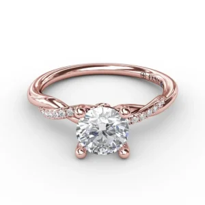 Fashion Fana Classic Round Diamond Solitaire Engagement Ring With Twisted Shank