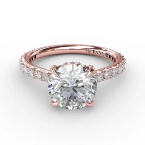 Sale Fana Classic Round Diamond Solitaire Engagement Ring With Hidden Pavé Halo