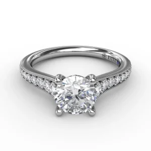 Best Fana Classic Round Diamond Solitaire Engagement Ring With Milgrain Edge