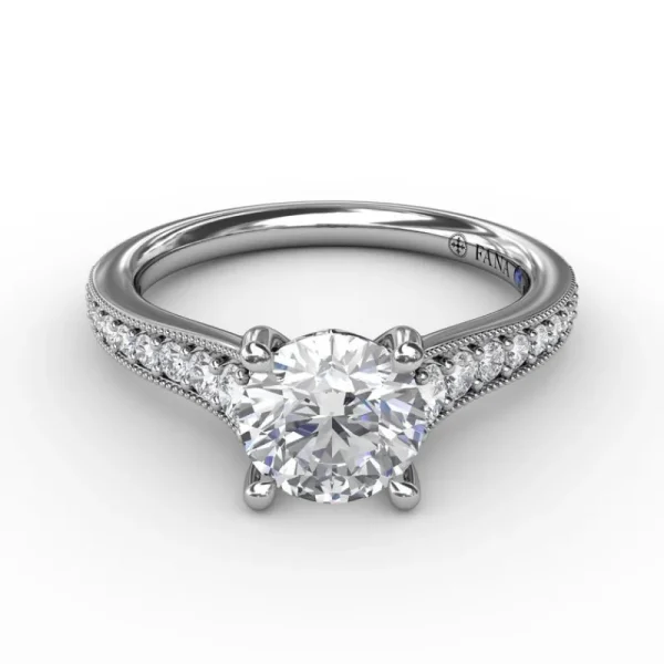 Best Fana Classic Round Diamond Solitaire Engagement Ring With Milgrain Edge