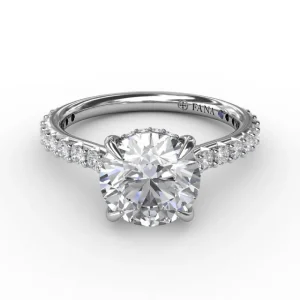 Sale Fana Classic Round Diamond Solitaire Engagement Ring With Hidden Pavé Halo