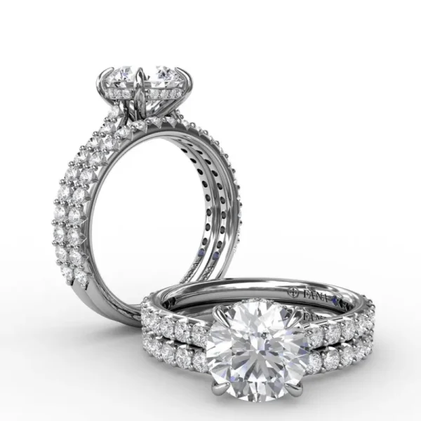 Sale Fana Classic Round Diamond Solitaire Engagement Ring With Hidden Pavé Halo