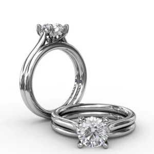 New Fana Classic Round Diamond Solitaire Engagement Ring With Cathedral Setting