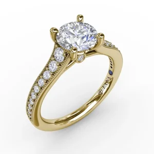 Best Fana Classic Round Diamond Solitaire Engagement Ring With Milgrain Edge