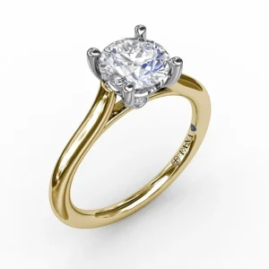 New Fana Classic Round Diamond Solitaire Engagement Ring With Cathedral Setting