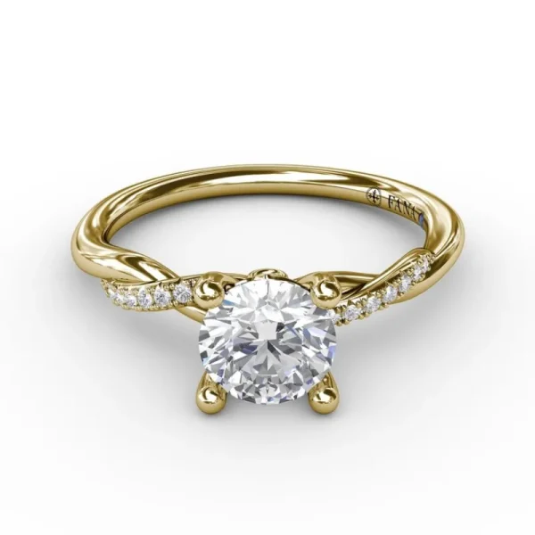 Fashion Fana Classic Round Diamond Solitaire Engagement Ring With Twisted Shank