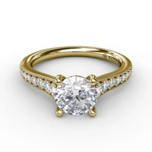 Best Fana Classic Round Diamond Solitaire Engagement Ring With Milgrain Edge