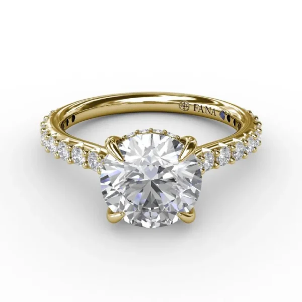 Sale Fana Classic Round Diamond Solitaire Engagement Ring With Hidden Pavé Halo