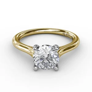 New Fana Classic Round Diamond Solitaire Engagement Ring With Cathedral Setting