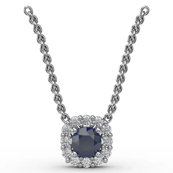 Best Fana Classic Round Sapphire and Diamond Pendant