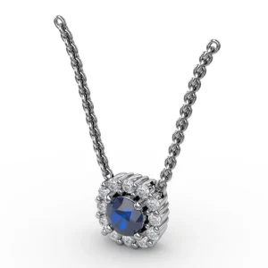 Best Fana Classic Round Sapphire and Diamond Pendant