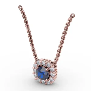 Best Fana Classic Round Sapphire and Diamond Pendant