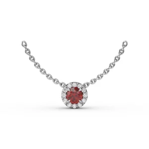 Clearance Fana Classic Ruby and Diamond Pendant Necklace