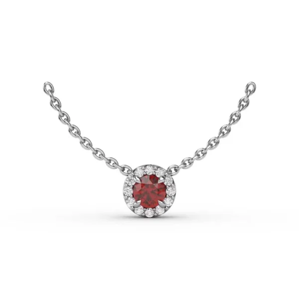 Clearance Fana Classic Ruby and Diamond Pendant Necklace