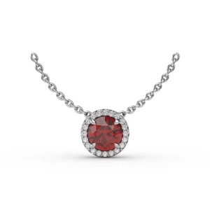 Clearance Fana Classic Ruby and Diamond Pendant Necklace