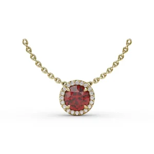 Clearance Fana Classic Ruby and Diamond Pendant Necklace