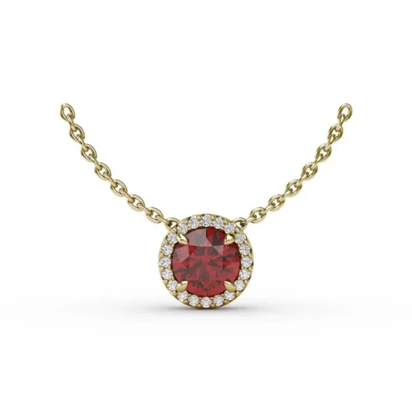 Clearance Fana Classic Ruby and Diamond Pendant Necklace