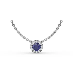 Fashion Fana Classic Sapphire and Diamond Pendant Necklace