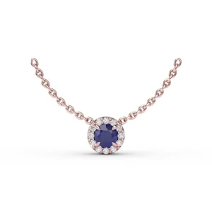 Fashion Fana Classic Sapphire and Diamond Pendant Necklace