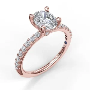 Hot Fana Classic Single Row Engagement ring with an Oval Center Diamond.