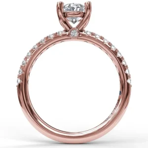 Hot Fana Classic Single Row Engagement ring with an Oval Center Diamond.