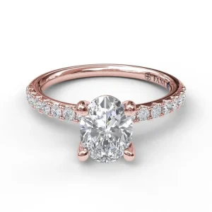 Hot Fana Classic Single Row Engagement ring with an Oval Center Diamond.