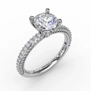 Outlet Fana Classic Solitaire Engagement Ring With Flawless Pavé Band