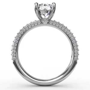 Outlet Fana Classic Solitaire Engagement Ring With Flawless Pavé Band