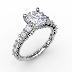 Online Fana Contemporary Diamond Solitaire Engagement Ring With Openwork Diamond Band