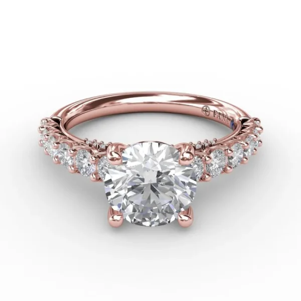 Online Fana Contemporary Diamond Solitaire Engagement Ring With Openwork Diamond Band