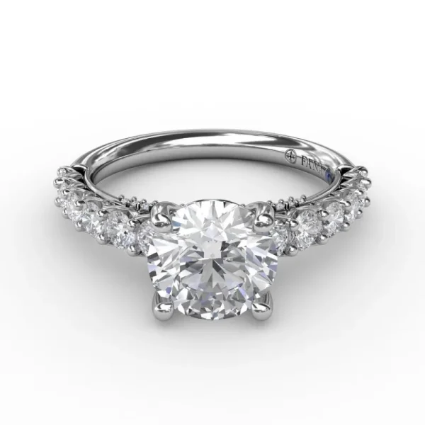 Online Fana Contemporary Diamond Solitaire Engagement Ring With Openwork Diamond Band