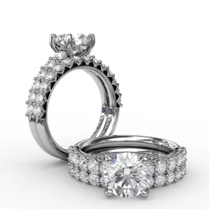 Online Fana Contemporary Diamond Solitaire Engagement Ring With Openwork Diamond Band