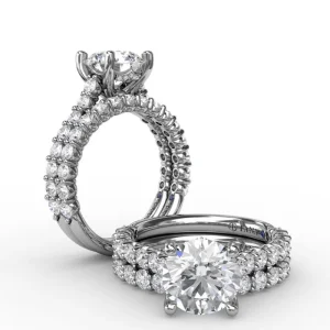 Fashion Fana Contemporary Diamond Solitaire Engagement Ring With Hidden Halo