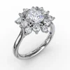 Outlet Fana Contemporary Floral Halo Diamond Engagement Ring